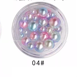 ABS Plastic Imitation Pearl Nail Art Decorations, Rainbow Gradient Mermaid Pearl Beads, Micro Beads, Round, Colorful, Size: about(MRMJ-T010-072D)