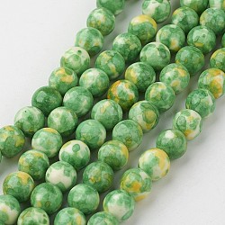 Natural Ocean White Jade Bead Strands, Round, Dyed, Lawn Green, 8mm, Hole: 1mm, about 50pcs/strand, 15.7 inch(400mm)(G-G916-8mm-02)