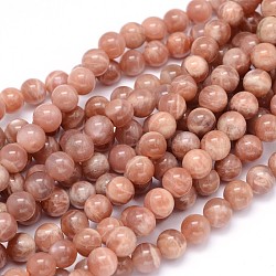 Round Natural Grade B Sunstone Beads Strands, 6mm, Hole: 1mm, about 65pcs/strand, 15.3 inch(G-F222-33-6mm)