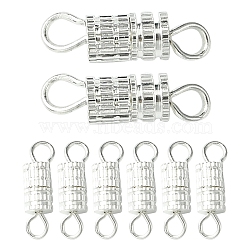 20Pcs Brass Screw Clasps, for Jewelry Making, Column, Silver, 13~14x4mm, Hole: 1.8mm(KK-YW0002-40S)