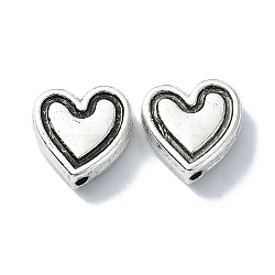 Tibetan Style Alloy Beads, Heart, Antique Silver, 12.5x12.5x4.5mm, Hole: 1.5mm, about 190pcs/500g(TIBEB-F065-08AS-09)