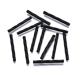 Electroplate Opaque Glass Twisted Bugle Beads, Round Hole, Black Plated, 25~26x2.5mm, Hole: 1mm, about 1500pcs/bag(SEED-T005-15-B09)