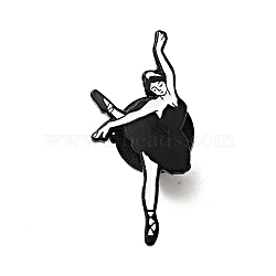 Creative Dancing Theme Enamel Pin, Electrophoresis Black Alloy Brooch for Backpack Clothes, White, Dancer Pattern, 30x13x1.2mm(JEWB-G017-02EB-01)
