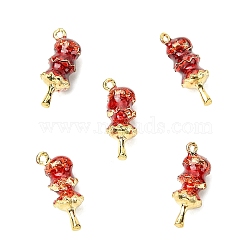 5Pcs Rack Plating Alloy Enamel Pendants, Cadmium Free & Nickel Free & Lead Free, Light Gold, Strawberry, 21x8x7.5mm, Hole: 1.2mm(ENAM-YW0005-96A)