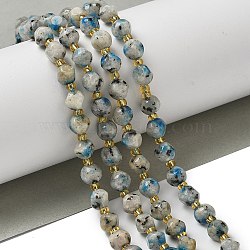 Natural K2 Stone Beads Strands, with Seed Beads, Faceted, Dice, 6x6mm, Hole: 1mm, about 47~52pcs/strand, 15.35''~15.75''(39~40cm)(G-K387-A06-01)