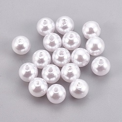 ABS Plastic Imitation Pearl Beads, Round, White, 7.5~8mm, Hole: 2.3mm(X-KY-G009-8mm-03)