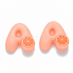 Resin Cabochons, Letter A with Grapefruit, Light Salmon, 19x18x6mm(X-CRES-N022-30E)