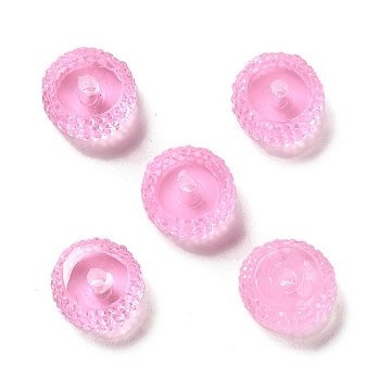 Transparent Resin Beads, Textured Rondelle, Pearl Pink, 12x7mm, Hole: 2.5mm