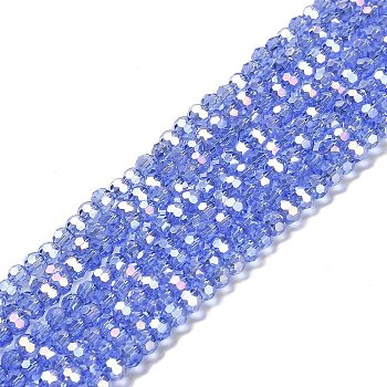 Transparent Glass Beads, Faceted, Round, Cornflower Blue, 3.5x3mm, Hole: 1mm, about 168~169pcs/strand, 19.09''(48.5cm)