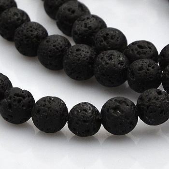 Natural Lava Rock Round Beads Strands, 5.5~6.5mm, Hole: 1mm, about 61pcs/strand, 15.7 inch