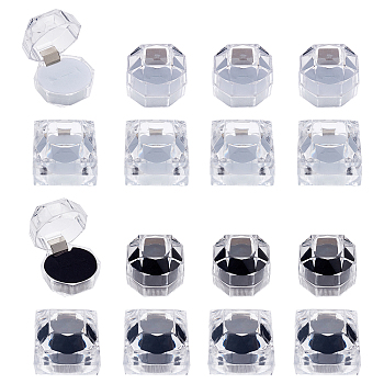 16Pcs 4 Style Transparent Plastic, for ring storage box, jewelry storage box, Mixed Color, 4pcs/style