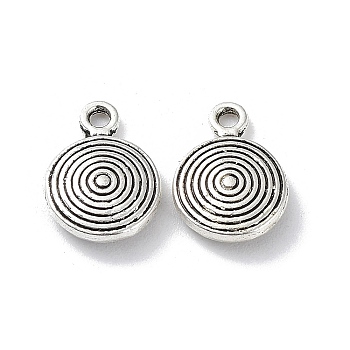 Tibetan Style Alloy Charms, Flat Round Charm, Antique Silver, 11x8.5x2.5mm, Hole: 1.2mm