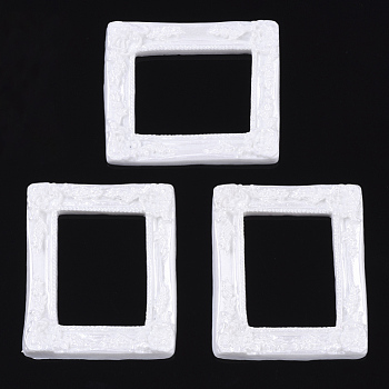 Resin Cabochons, Rectangle, White, 60x51~52x8mm