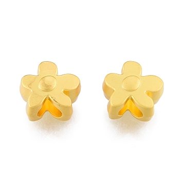 Alloy European Beads, Large Hole Beads, Matte Style, Flower, Matte Gold Color, 10.5x12x8mm, Hole: 5x6mm