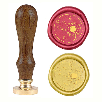 Wax Seal Stamp Set, Sealing Wax Stamp Solid Brass Head,  Wood Handle Retro Brass Stamp Kit Removable, for Envelopes Invitations, Gift Card, Dandelion Pattern, 83x22mm, Head: 7.5mm, Stamps: 25x14.5mm