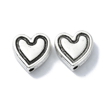 Tibetan Style Alloy Beads, Heart, Antique Silver, 12.5x12.5x4.5mm, Hole: 1.5mm, about 190pcs/500g