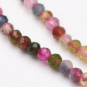 Natural Tourmaline Bead Strands, Faceted, Round, 3mm, Hole: 1mm, about 135pcs/strand, 15.5 inch