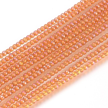 Electroplate Glass Beads Strands, Round, Full Rainbow Plated, Colorful, 2mm, Hole: 0.6mm, about 180pcs/strand, 14.17 inch(36cm)