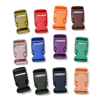 48Pcs 12 Colors Nylon Side Release Buckles, Survival Bracelet Clasps, Mixed Color, 57x30x9.5mm, Hole: 5x25mm, 4pcs/color