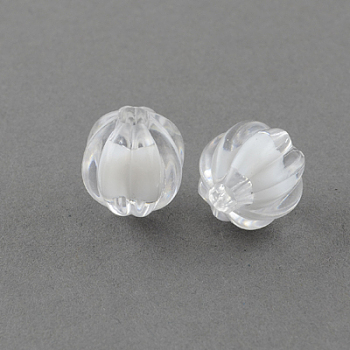Transparent Acrylic Beads, Bead in Bead, Pumpkin, Clear, 14mm, Hole: 4mm, about 390pc/500g