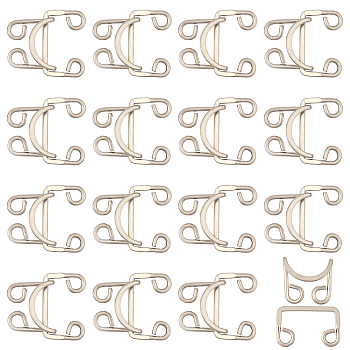 16Pcs Alloy Buckles, Closure Sewing Fasteners for Garment Accessories, Platinum, Buckles: 25~28x16.5x1.5mm, Hole: 4x5mm; Hook: 23x19x8mm, Hole: 4x5mm