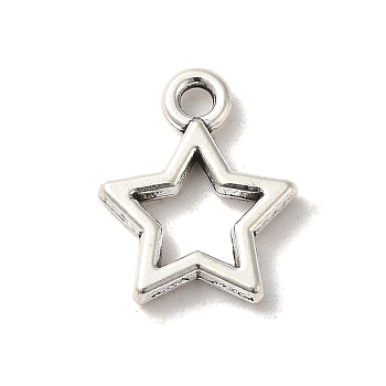 Tibetan Style Alloy Pendants, Cadmium Free & Lead Free, Hollowed Star, Antique Silver, 14.5x12x2mm, Hole: 1.8mm, about 1515Pcs/1000G