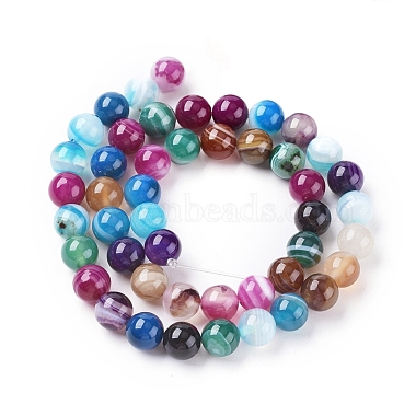 Chapelets de perles en agate à rayures naturelles/agates à bandes(G-G582-8mm-46)-2