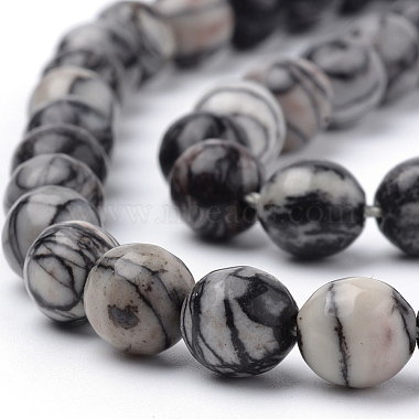 Natural Black Silk Stone/Netstone Beads Strands(G-Q462-103-8mm)-3