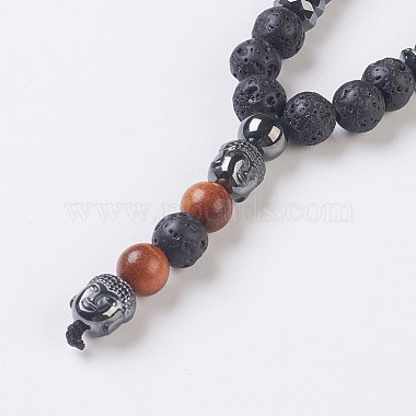 Natural Lava Rock Beaded and Natural & Synthetic Mixed Stone Pendant Necklaces(NJEW-I221-02)-3