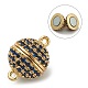 Brass Micro Pave Cubic Zirconia Magnetic Clasps with Loops(ZIRC-L075-49B)-2