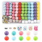 DIY Beads Kits, 72Pcs 14 Colors, Silicone Beads, 30Pcs 3 Colors Alloy Rhinestone Spacer Beads, Mixed Color, 14~15mm(FIND-YW0012-20)
