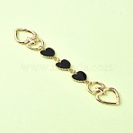 Alloy Enamel Heart Link Bag Chain, with Swivel Clasps, for Bag Replacement Accessories, Light Gold, Black, 16.6cm(FIND-YW00003-01)