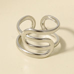 Geometric Irregular 304 Stainless Steel Cuff Open Rings for Women, Stainless Steel Color, 14mm, Inner Diameter: 17mm(MC3709-1)