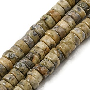 Natural Pyrite Beads Stands, Dyed, Heishi Beads, Flat Round/Disc, 4~4.5x2mm, Hole: 0.9mm, about 187~190pcs/strand, 15.51~15.75''(39.4~40cm)(G-B051-C03-01)