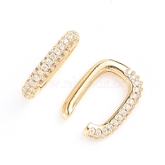 Brass Micro Pave Cubic Zirconia Cuff Earrings, Long-Lasting Plated, Rectangle, Clear, 20.5x15x3.5mm(EJEW-G274-07G-02)