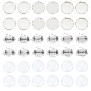 DIY Blank Dome 304 Stainless Steel Brooch Making Kit, Stainless Steel Color, 21~22x2~4mm, Tray: 20mm(DIY-UN0056-17)