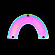 201 Stainless Steel Arch Chandelier Components Links, 3 Hole links, Laser Cut, U Shape, Rainbow Color, 21x34x1mm, Hole: 1.6mm(STAS-R111-LA645)