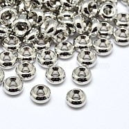 Rack Plating Brass Flat Round Spacer Beads, Platinum, 6x3mm, Hole: 2mm(KK-M085-11P-NR)