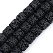 Synthetic Lava Rock Beads Strands, Dyed, Column, Black, 10x10mm, Hole: 2mm, about 39pcs/strand, 15.35 inch(39cm)(G-S359-171G)