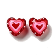 Handmade Lampwork Beads, Heart, Red, 19~20.5x20~20.5x11.5~13.5mm, Hole: 2.5mm(LAMP-E025-01D)