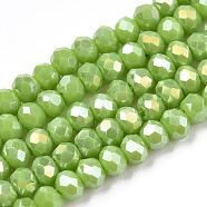 Electroplate Glass Beads Strands, Opaque Solid Color, AB Color Plated, Faceted, Rondelle, Olive, 2.9~3.3x2mm, Hole: 0.8mm, about 148~150pcs/strand, 39.5~40cm(EGLA-A044-P2mm-B30)