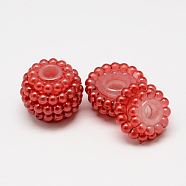 Opaque Acrylic Combined Beads, Berry Beads, Flat Round, Crimson, 20x16mm, Hole: 5mm(X-SACR-S186-20mm-04)
