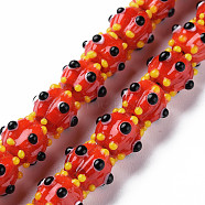Opaque Handmade Bumpy Lampwork Beads Strands, Pumpkin, Red, 9.5~10.5x12.5~13.5mm, Hole: 2mm, about 50pcs/strand, 20.08 inch(51cm)(LAMP-T007-18-A05)