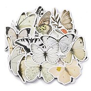 Butterfly 50Pcs Paper Scrapbook Stickers, for DIY Album Scrapbook, Diary Decoration, White, 30~67x39~79x0.2mm(DIY-I114-01A)