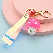 Luminous Acrylic Mushroom Keychain, Glow in the Dark Jewelry, Hot Pink, 16.5cm(MUSH-PW0001-042D)