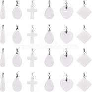 Opalite Pendants, with Iron and Brass Bails, Mixed Shapes, 24pcs/box(G-FH0001-09)