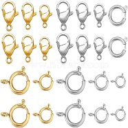 Olycraft 12Pcs 6 Style 304 Stainless Steel Lobster Claw Clasps and 12Pcs 6 Style Spring Ring Clasps, Mixed Color, 8~17x6~12x1.5~2.5mm, Hole: 1.5~7.5mm, 24Pcs/box(STAS-OC0001-10)