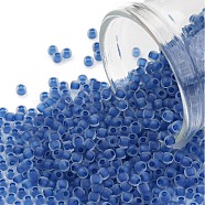 TOHO Round Seed Beads, Japanese Seed Beads, (189FM) Royal Blue Lined Sapphire Rainbow Matte, 11/0, 2.2mm, Hole: 0.8mm, about 5555pcs/50g(SEED-XTR11-0189FM)