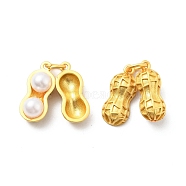ABS Plastic Imitation Pearl Pendants, with Brass Findings and Jump Rings, Cadmium Free & Lead Free, Peanut, Matte Gold Color, 21.5mm, Hole: 4.2mm(KK-G429-02MG)