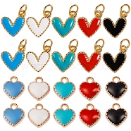 20Pcs 2 Styles 5 Colours Brass Enamel and Alloy Enamel Charms Pendant, Heart, Mixed Color, 2pc/colour(KK-SZ0004-12)